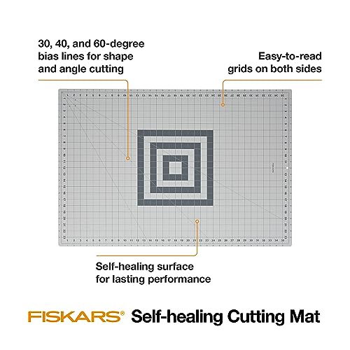 Fiskars 24" x 36" Self Healing Cutting Mat, Extra Large Double-Sided Grid - color: Gray, size: 24"L x 36"W