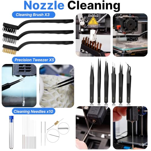 3D Printer Tools Kit,40Pcs 3D Printer Accessories for FDM Printers,Includes Removal Scrapers,Deburring & Finishing Tools,Sanding Sponges,Nozzle Cleaner, Metal Files,Brushes and Engraving Knife