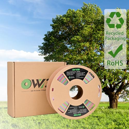 OVV3D Rainbow PLA Filament 1.75mm, PLA Silk PLA 3D Printer Filament Multicolor Silk Color Change Rainbow PLA Filament with Purple Pink Yellow Green Blue, 3D Printing Filament 3D Filament, 1kg - color: Rainbow Silk