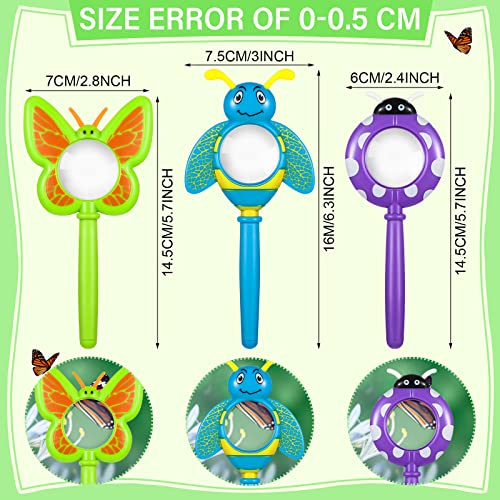 Oudain 3 Piece Flower Magnifying Glasses, Insect Butterfly Theme Handheld
