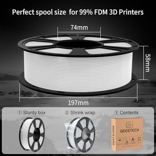 Geeetech PETG Filament 1.75mm, 1 KG (2.2lbs) Spool 3D Printer Filament, High-Toughness, ±0.02mm Accuracy, Neatly Wound & Moistureproof, Non-Clogging Non-Stringing, Fits Most FDM Printers, Black - color: Petg Black