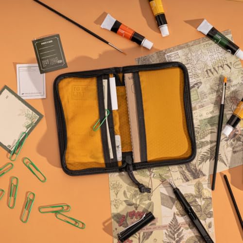 LOCHBY® Pocket Journal | Tomoe River 3.5" x 5.5" Notebook | Waxed Canvas | Ideal for Travelers & Daily Use, Fits Field Notes, Moleskine Cahier - color: Black, size: Pocket-size Zipper