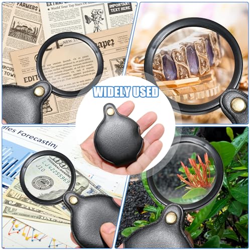 2pcs2.36 inches Upgrade 10x Small Magnifying Glass,Pocket Magnifier - color: Black / 2.36 Inches