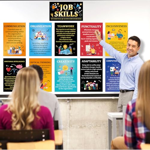 Outus 11 Pcs Job Skills Posters High School Classroom Decorations, Elegant - style: Elegant