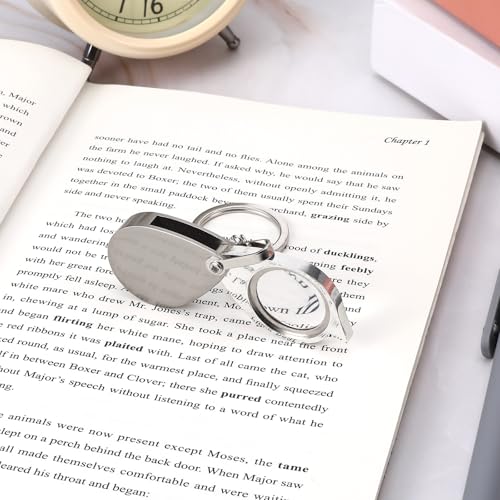 2 Pcs 10X Pocket Magnifying Glass Small Mini Folding Magnifying Glass with Keychain Rotating Folding Portable Magnifier for Reading Close Work Newspaper Book Magazine