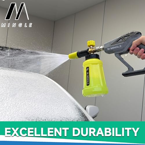 M MINGLE Pressure Washer Gun with Foam Cannon, 64 Fl Oz Car Wash Soap - color: yellow+green