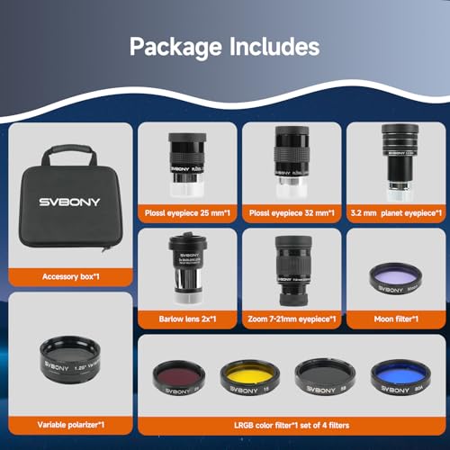 SVBONY SV233 Telescope Eyepiece Set, 12 Piece Telescope Accessory Kit - style: Deluxe Set 12 pieces