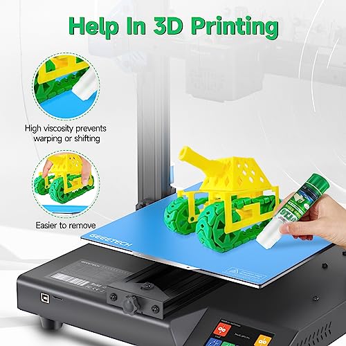 3D Printer Glue Sticks, 36 Grams Each PVP Solid Glue Sticks for Hot Bed Plate, Washable, Non-Toxic, Reduce Warping for PLA, ABS, PETG, Hips, TPU Filament on PEI, Glass, Aluminum, Buildtak Board, 3Pcs - size: 3 PCS