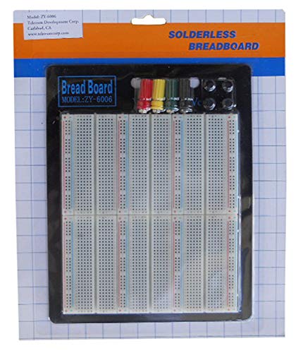 Tektrum Externally Powered Solderless 2200 Tie-Points Experiment Plug-in Breadboard with Aluminum Back Plate Jumper Wires for Proto-Typing Circuit – Build Circuit Without Soldering