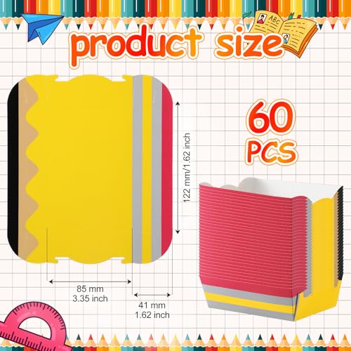 Cunhill 60 Pack Paper Food Trays 1 Lb Disposable Carnival Back to School - size: 1 lb, style: Back to School