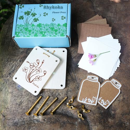 Rhykoka Pocket Flower Press, 8.5X6.5CM 6 Layers Mini Flower Press Kit, Portable Small Leaf Petal Flower Preservation for Travel(Gold) - color: Gold