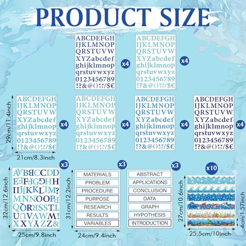 Dispowreath 93 Pcs Science Fair Board Decor Trim Letters,Ocean Style - style: Ocean Style