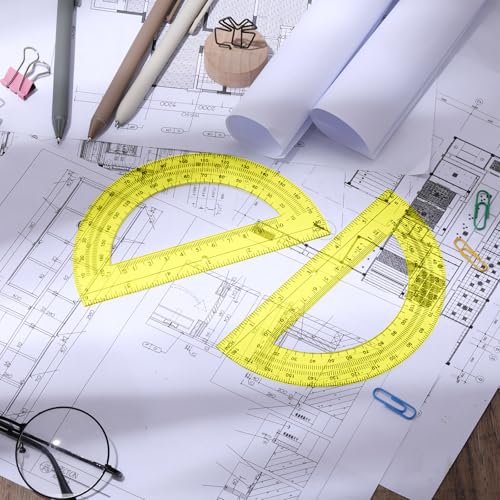 Zonon 2 Pcs 6 Inch Plastic Protractor 180° Math Protractors, Yellow - color: Yellow