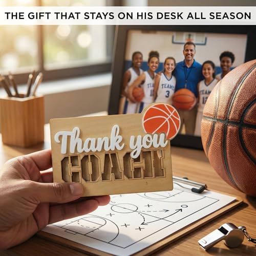 Thanks Basketball Coach Card Holder Great for Basketball Holders Featuring - color: Brown Basketball