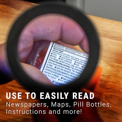 LitezAll Hand Magnifying Glass with Light - LED Illuminated Magnifying Glass for Reading and Hobby Use - Lighted Magnifying Glass for Enhanced Clarity and Precision - Ergonomic Design