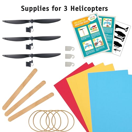 Rubber Band Helicopter Kit, 3-Pack - Flying STEM Toy for Kids - size: 3 Pack