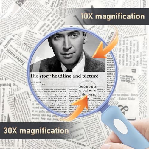 Lakei 10X Handheld Reading Magnifier Glass, Non-Slip Handle,90mm(Black) - color: Black, size: 90mm