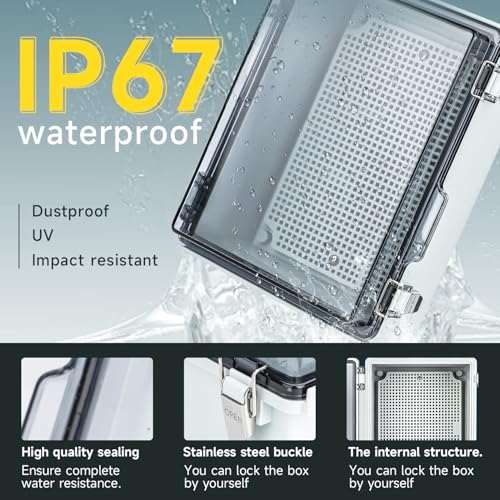 Junction Box Outdoor Waterproof Electrical Project Box IP67 ABS Enclosure - color: Clear, size: 13.8"x9.8"x5.9"
