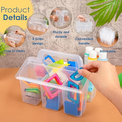 Plastic Caddy With Handle,Protable Classroom Craft Caddy, 6-pack Storage Caddy For Pencil,Pen,Craft Tools (Clear) - color: Clear