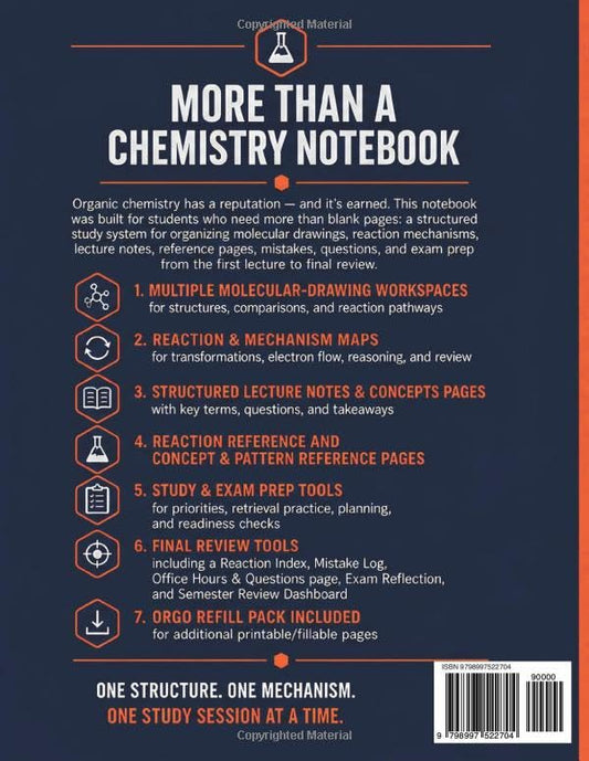 Organic Chemistry Survival Notebook: A Structured Study System for Molecular Drawing, Reaction Mechanisms, Lecture Notes, Reference Pages & Exam Prep