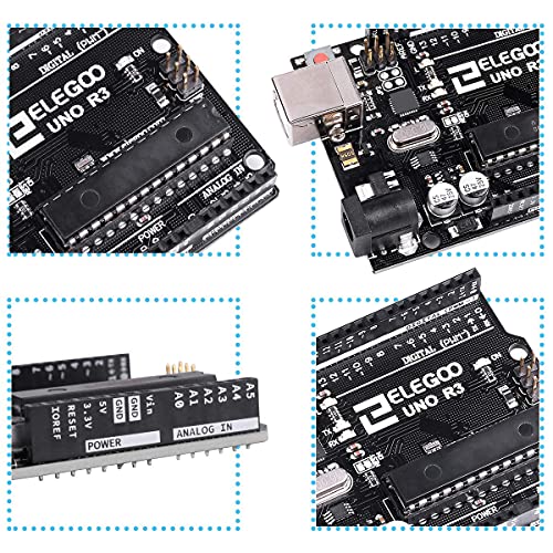 ELEGOO UNO R3 Microcontroller Board ATmega328P+ATmega16U2 with USB Cable - size: 2.96 x 2.1 x 2.54 inch