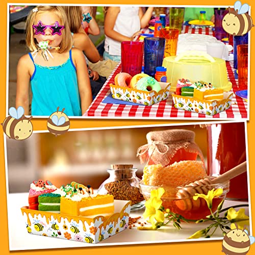Cunhill 60 Pack Paper Food Trays 1 Lb Disposable Carnival Bee - size: 1 lb, style: Bee