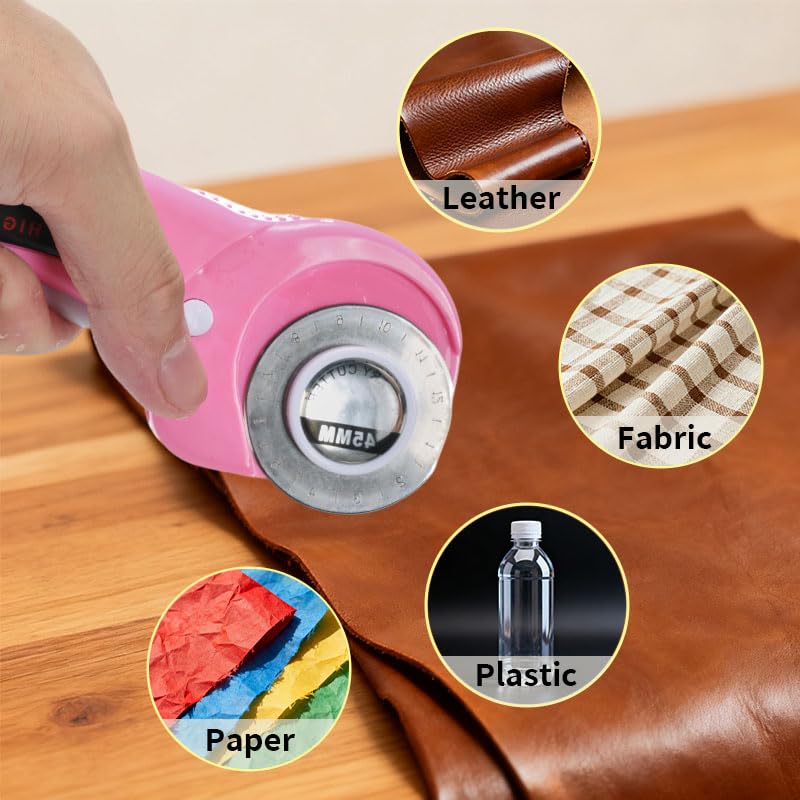 Rotary Cutter for Fabric, 45mm and 28mm Cutters Kit with Extra 10 Blades - color: Pink