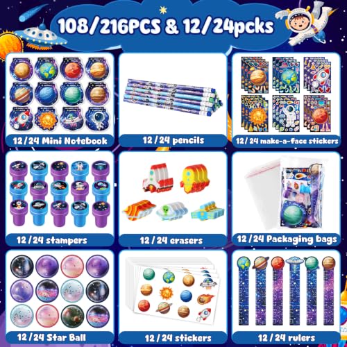 BenLouis 108Pcs Outer Space Stationery Set Party Favors for Kids