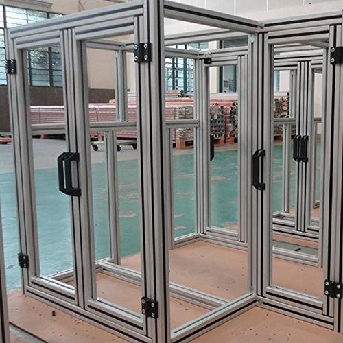 2 Sets 2020 Aluminum Extrusion Profile Slot 6mm Door Handle and Frame Hinges Install Kit-4pcs Black Zinc Alloy Hinges, 2pcs Aluminum Handles, 20pcs T-Nuts, 20pcs Hex Screws, 2pcs Wrench