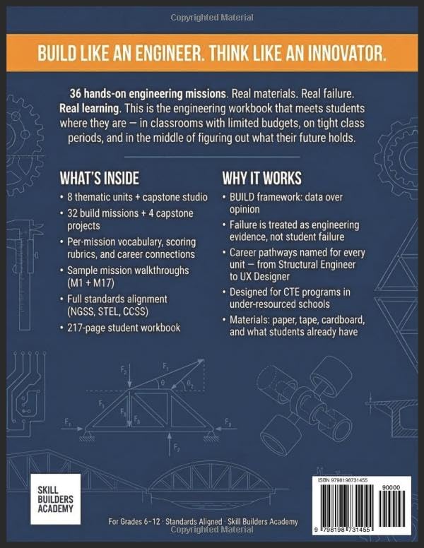 Build It, Break It, Better It: A Full-Year Hands-On Engineering Design Workbook for Teens — 36 STEM Missions with Career Pathways, Standards Alignment & Project-Based Learning for Grades 6-12