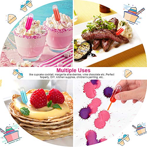 Teenitor 60Pcs 4ml Squeeze Cupcake Pipettes, Alcohol Infuser Plastic Pipettes Dropper Squeeze Dropper Disposable Mini Flavor Liquor Infuser for Chocolate Strawberries Cupcakes Squeeze Plastic Pipettes