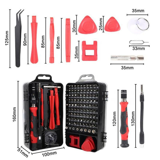 115 in 1 Precision Screwdriver Set, Mini Professional Magnetic Repair Tool Kit for Macbook, Phone, PC, Watch, Game Console & Electronic Repair, Ideal Gift for DIY Projects(Red)