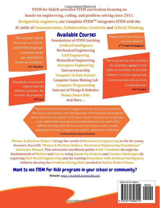 Motion & Machine Makers: Mechanical Engineering Foundations: The Complete STEM™ Children’s Workbook (STEM For Kids® Student Workbooks)