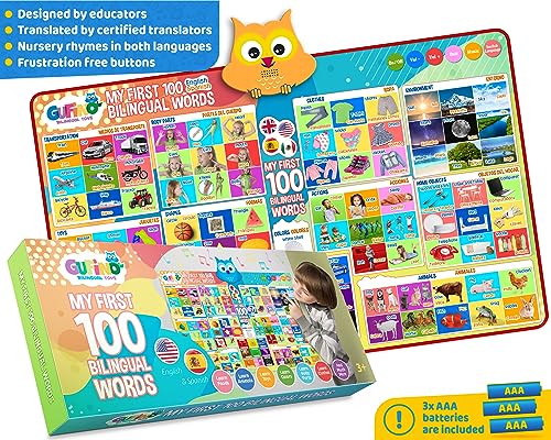 First 100 Words Bilingual Electronic Alphabet Poster for Kids - color: First 100 Words
