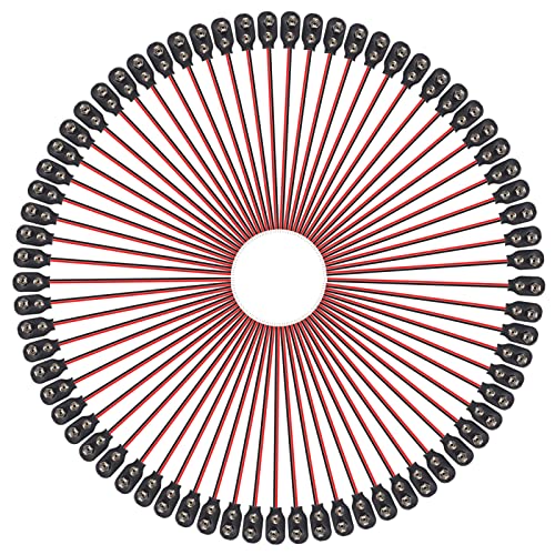 DORHEA 20Pcs I Type 9V Battery Clip Connector I-Type 9 Volt Battery Buckle Connector Long Cable Connection Hard Shell Black Red Connector for Student Experiment,or Other Equipment with 9V Battery - color: 20Pcs I Type