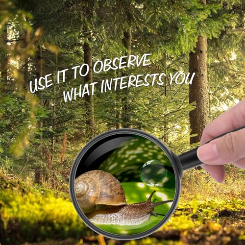 Lakei 10X Handheld Reading Magnifier Glass, Non-Slip Handle,75mm(Black) - color: Black, size: 75mm