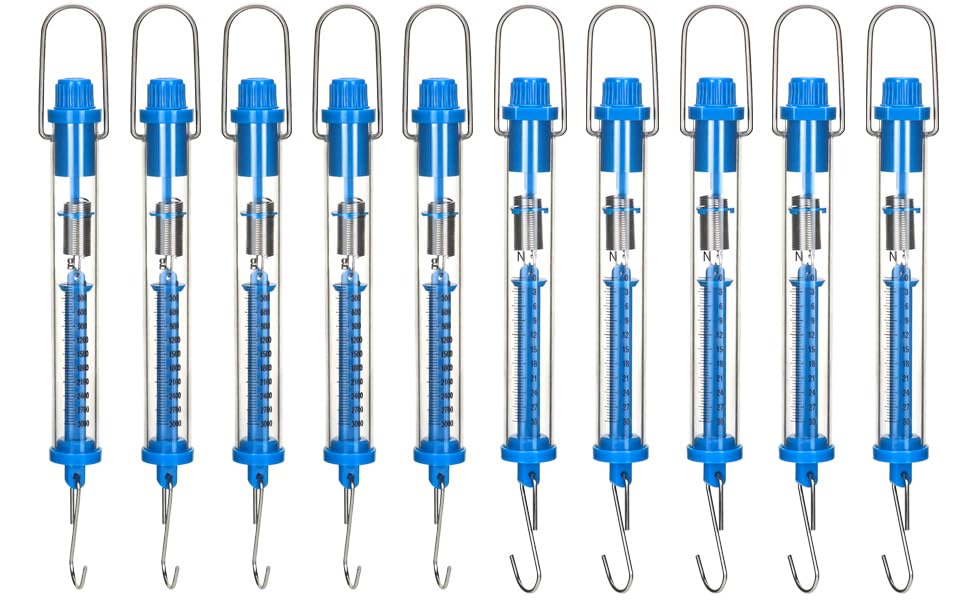 QWORK Spring Scale, 10 Pack 30N Transparent Spring Balance Hanging Tube Spring Scale
