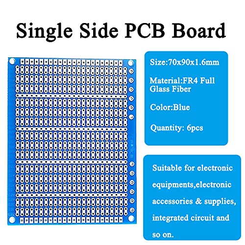 YUNGUI 6PCS Solderable Breadboard,824 Holes 70x90x1.6mm PCB Board for DIY Prototype Soldering and Electronic Project with Arduino Kits, Blue