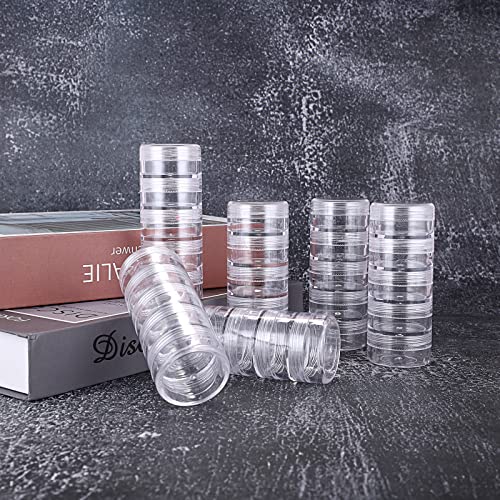 Hipiwe 6 Sets 5 Layers Plastic Beads Box Round Small Storage Containers - size: 6Packs 1.5"D x3.9"H
