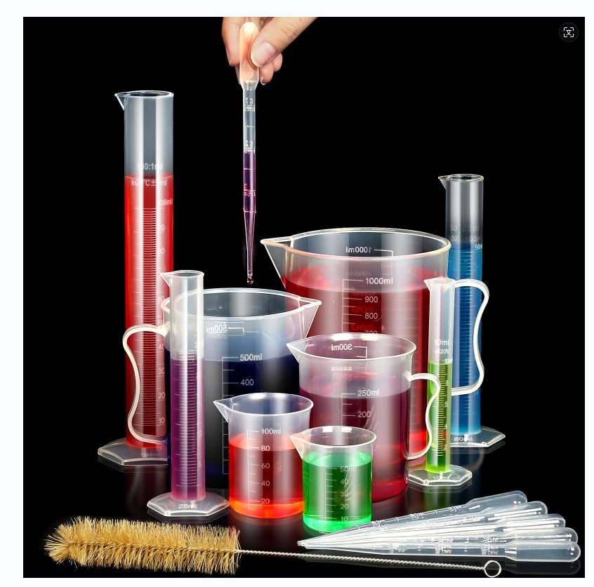 moveland Upgraded Plastic Graduated Cylinders and Beakers, 10-1000ml 15PCS
