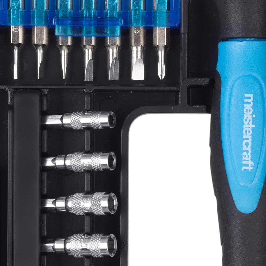 Meistercraft 3391640 Precision Mechanic Bit Set - 37 Pieces - in Practical Plastic Box - Repair Kit for Smartphones, PCs, Watches, Glasses, etc. / Repair Tool Kit/Precision Screwdriver Set