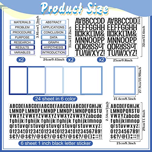 PerKoop 36 Sheets Science Fair Board Poster Boards Supplies 24 Self Adhesive Presentation Subtitles 4 Science Fair Project Titles 8 Personalized Letter Sticker for Classroom(Gradient Blue) - color: Gradient Blue