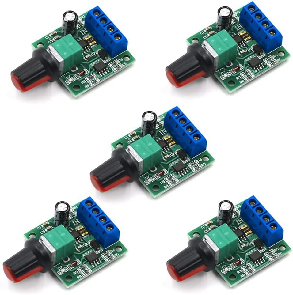 RUIAN PWM DC Motor Speed Controller 1.8-12V 2A 30W Driver 1803BK 5-Pack Kit