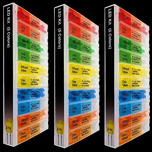 EEEEE (10 Types) 180 pcs Long Lead 5mm LED kit and LED diode Lights Emitting Diode LED Assortment Kit for Tiny Small led and Single led Light led (10 Types 180 pcs) - style: 10 types 180 pcs