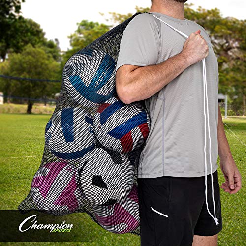 Champion Sports Mesh Equipment Bag – Heavy-Duty Nylon Drawstring Bag with Lock & ID Tag, Breathable Storage Sack for Balls, Swim Gear, Laundry & Toys, Multiple Sizes & Colors - color: Black, size: 24" x 36"