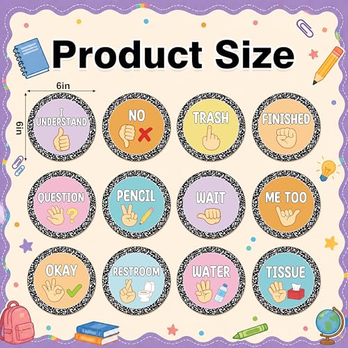 12 Pcs Composition Classroom Hand Signal Posters, Seat Signal Poster Sign - color: Composition