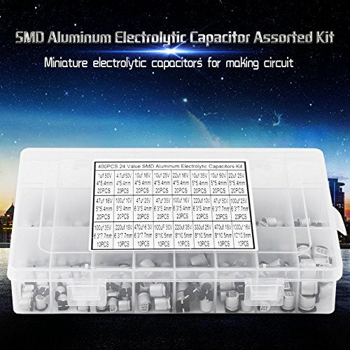 400pcs SMD Capacitor Kit 24 Values 1uF-1000uF for PCB Repair & DIY