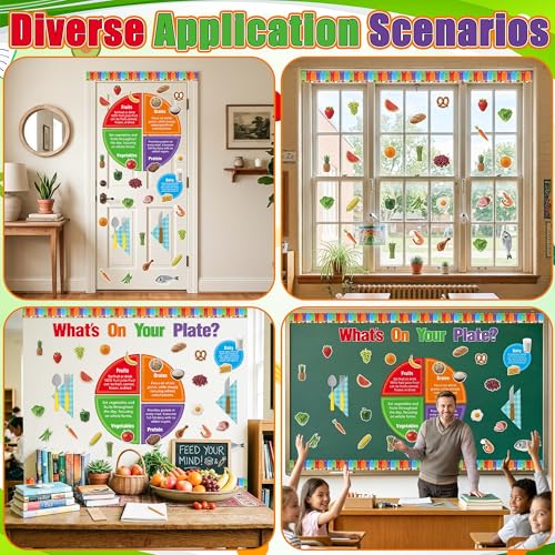 TICIAGA My Plate Bulletin Board Decoration - 86PCS What’s On Your Plate? Fruit Cutout for Back to School Classroom Decor Cafeteria Nutrition Food Classification Bulletin Display Wall Door Decor Supply - style: Nutrition