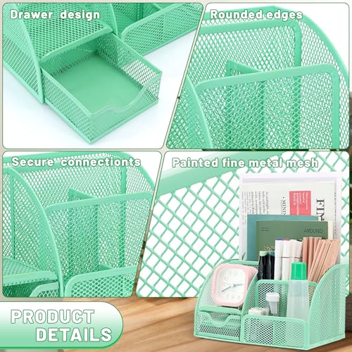 13-in-1 Office Desk Organizer Set for Back to School Supplies Accessories - color: Green
