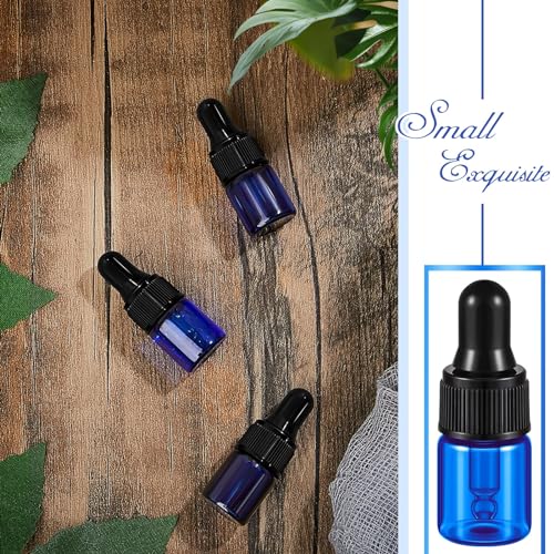 Didaey 100 Pcs Mini Glass Oil Dropper Bottle, 2 ml, Blue - color: Blue, size: 2 ml